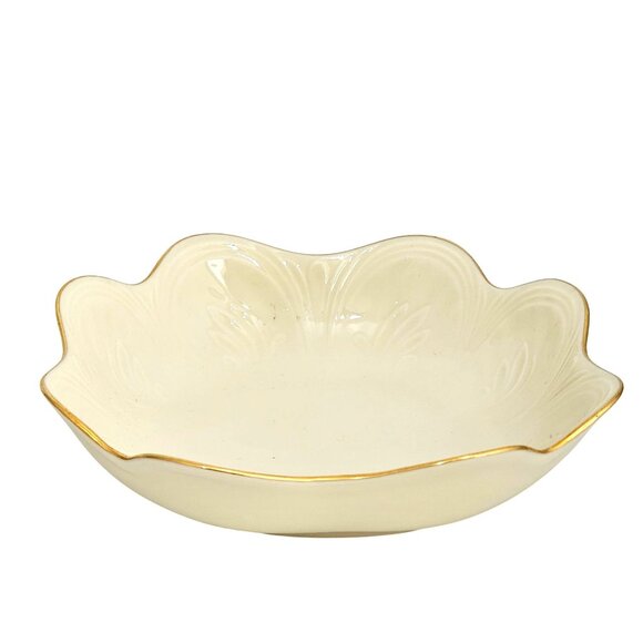 Lenox Saybrooke Gold Serving Bowl 8" scalloped ruffled luxury tableware - Picture 9 of 11
